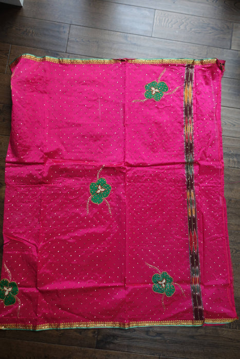 Green And Pink Vintage Silk Embellished Suit - UK 10/EU 36 - New