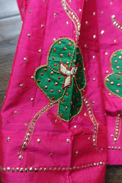 Green And Pink Vintage Silk Embellished Suit - UK 10/EU 36 - New