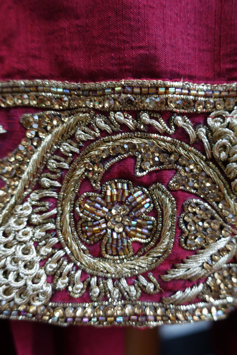 Dark Red Off Shoulder Salwar Kameez - UK 14/EU 40 - Preloved