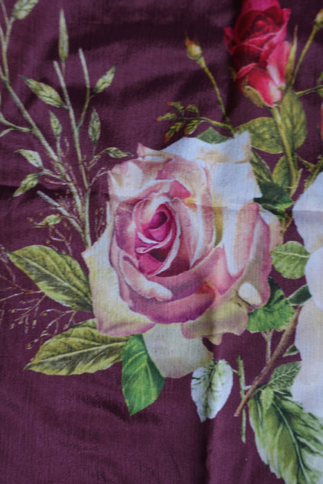 Aubergine Brown Floral Dupatta Salwar Kameez - UK 8/EU 34 - Preloved