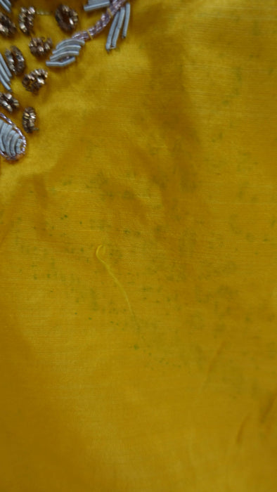 Yellow And Green Silk Vintage Suit With 2 Kameez - UK 10/36 - Preloved
