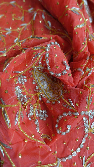 Bright Orange Silk Vintage Wedding Suit - UK 14 / EU 40 - New
