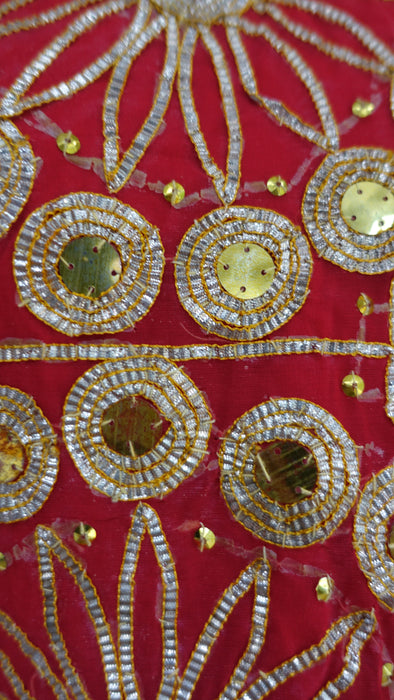 Red Traditional Gota Wedding Salwar Suit - UK 12 / EU 38 - Preloved