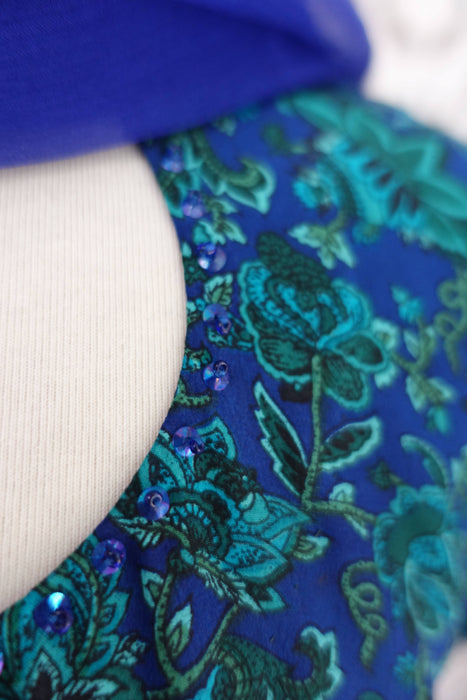 Blue And Green Printed Unlined Silk - Preloved - UK 12/EU 40