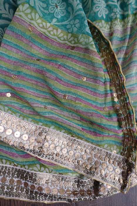 Sea Green Pure Silk Salwar Kameez - UK 12/EU 38 - New