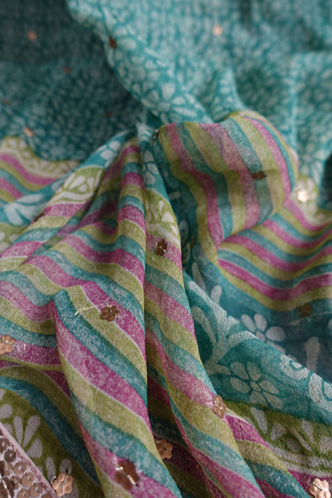 Sea Green Pure Silk Salwar Kameez - UK 12/EU 38 - New
