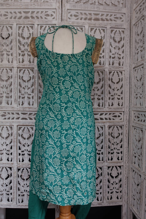 Sea Green Pure Silk Salwar Kameez - UK 12/EU 38 - New