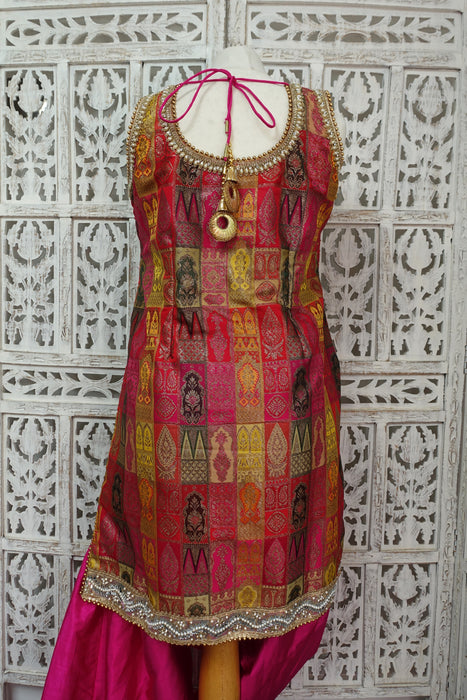 Hot Pink Kameez And 2 Dupatta - 5 Piece Suit - UK 16 / EU 42 - New