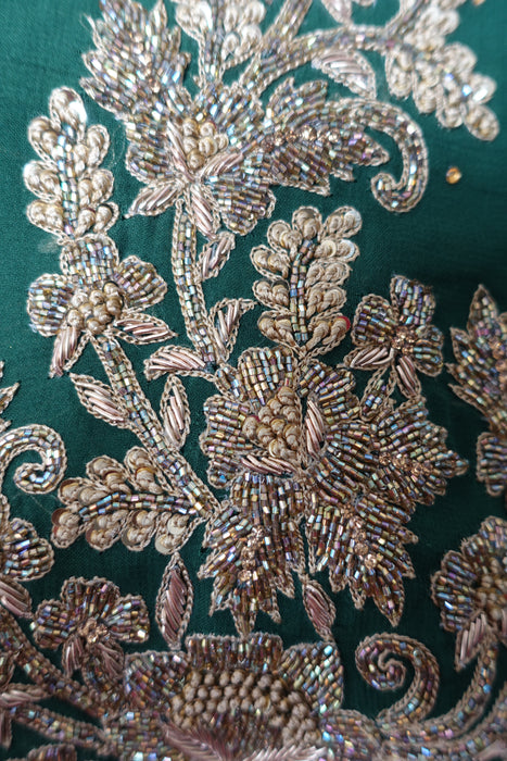 Forest Green Chiffon Salwar Kameez - UK 16 / EU 42 - Preloved