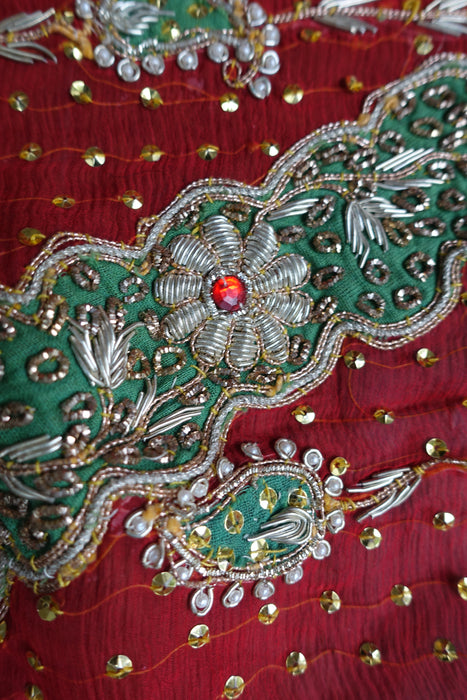 Red Vintage Silk Wedding Suit - UK 14/ EU 40 - Preloved