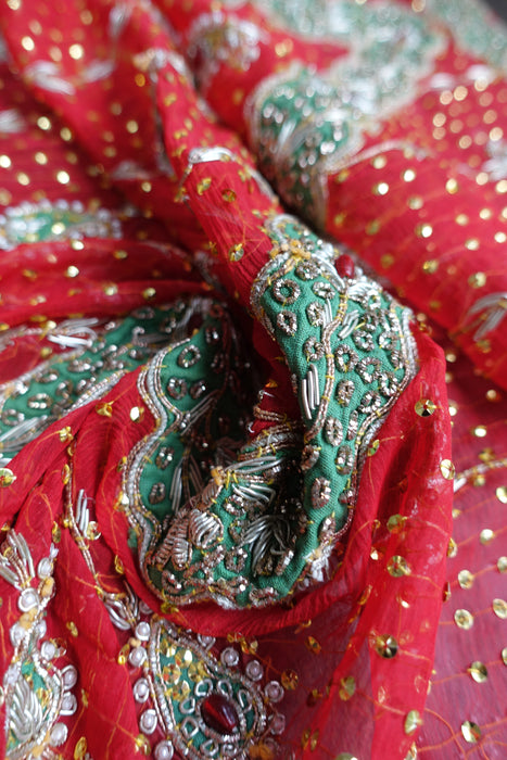 Red Vintage Silk Wedding Suit - UK 14/ EU 40 - Preloved