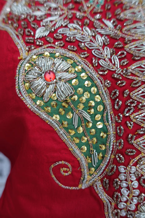 Red Vintage Silk Wedding Suit - UK 14/ EU 40 - Preloved