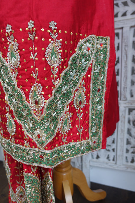 Red Vintage Silk Wedding Suit - UK 14/ EU 40 - Preloved