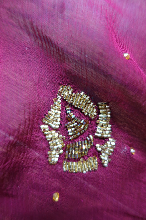 Deep Plum Silk Chiffon Salwar Kameez - UK 20/EU 46 - Preloved