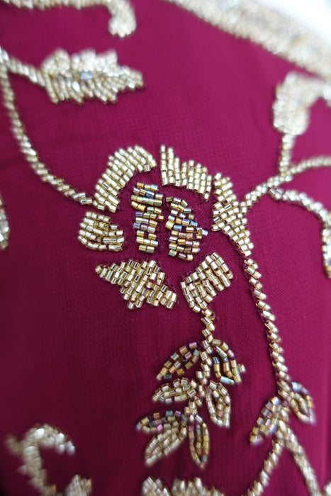 Deep Plum Silk Chiffon Salwar Kameez - UK 20/EU 46 - Preloved