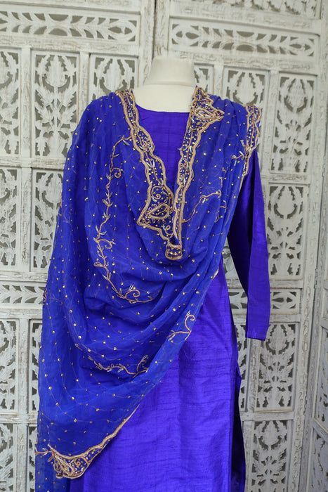 Purple Raw Silk Vintage Suit - UK 12/EU 38 - New