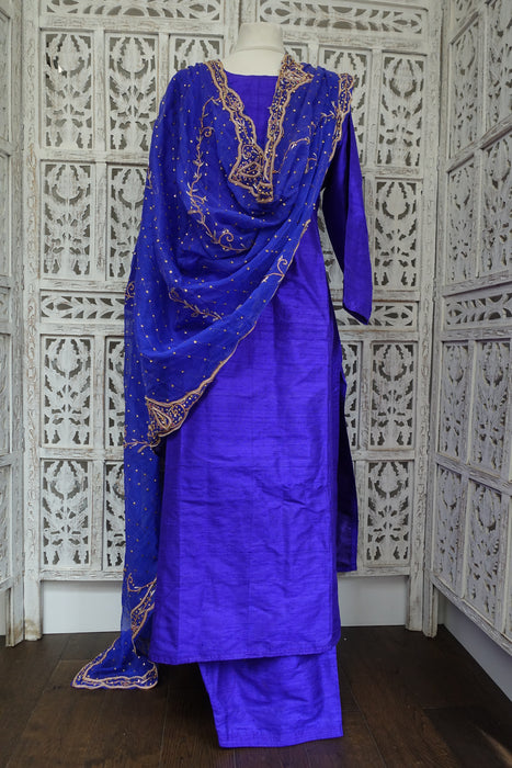 Purple Raw Silk Vintage Suit - UK 12/EU 38 - New