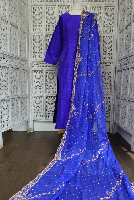 Purple Raw Silk Vintage Suit - UK 12/EU 38 - New