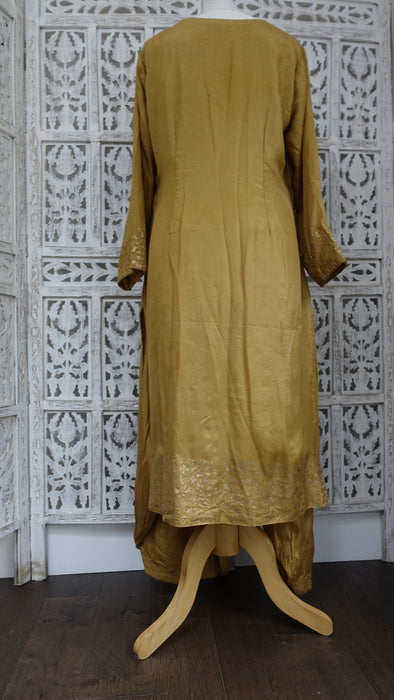 Mustard Pure Silk 2pc Salwar Kameez - UK 14/EU 40 - Preloved