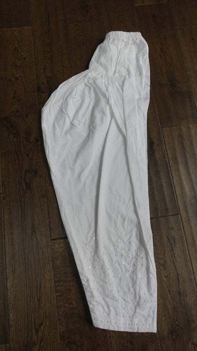 White Cotton Embellished Salwar