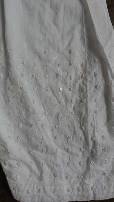 White Cotton Embellished Salwar