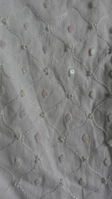 White Cotton Embellished Salwar