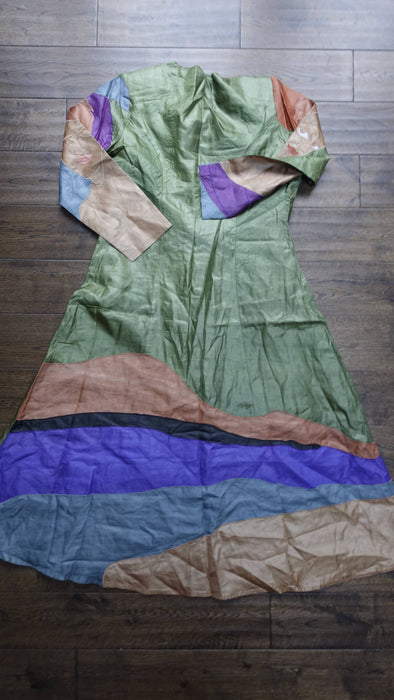 Green Vintage Tissue Silk Salwar Kameez - UK 12/EU 38 - New