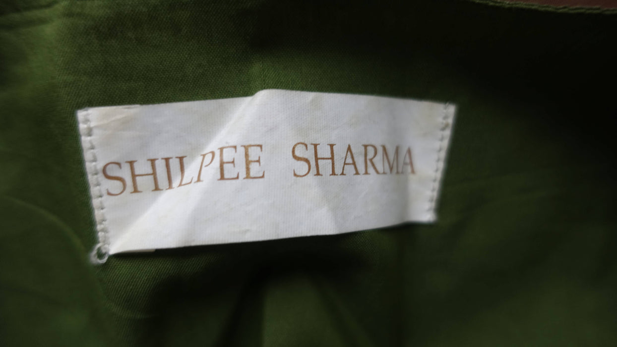 Green Vintage Tissue Silk Salwar Kameez - UK 12/EU 38 - New
