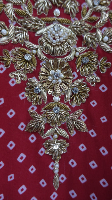 Red Chiffon Salwar Kameez - UK 14/EU 40 - New