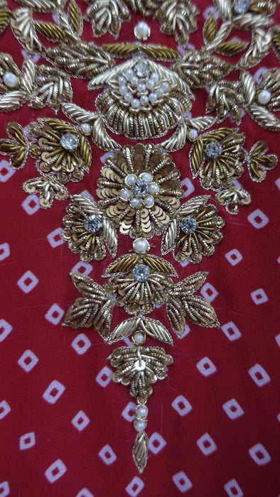 Red Chiffon Salwar Kameez - UK 14/EU 40 - New