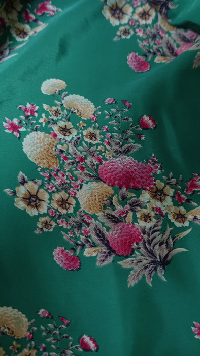 Bright Green Floral Print Crepe Silk Salwar Kameez - UK 12/EU 38 - New