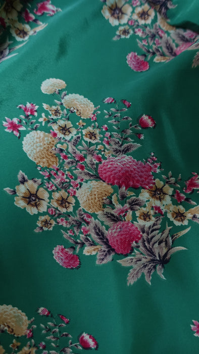 Bright Green Floral Print Crepe Silk Salwar Kameez - UK 12/EU 38 - New