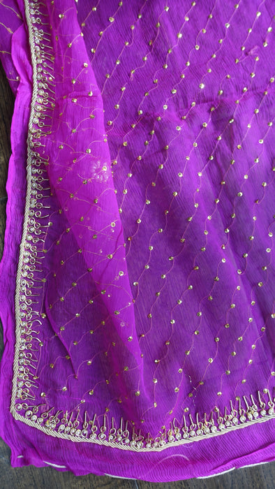 Hot Pink Vintage Silk Salwar Kameez - UK 14/EU 40 - New