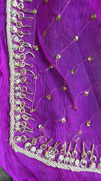 Hot Pink Vintage Silk Salwar Kameez - UK 14/EU 40 - New