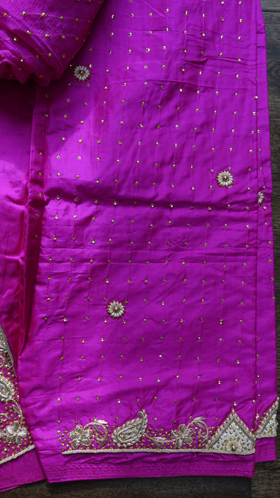 Hot Pink Vintage Silk Salwar Kameez - UK 14/EU 40 - New