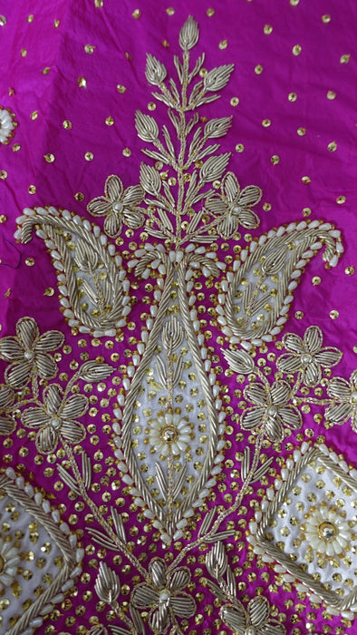 Hot Pink Vintage Silk Salwar Kameez - UK 14/EU 40 - New