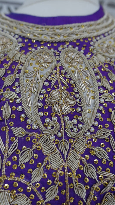 Purple Vintage Silk Salwar Kameez - UK 14/EU 40 - New