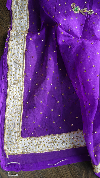 Purple Vintage Silk Salwar Kameez - UK 14/EU 40 - New