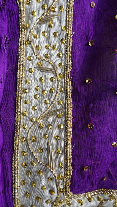 Purple Vintage Silk Salwar Kameez - UK 14/EU 40 - New