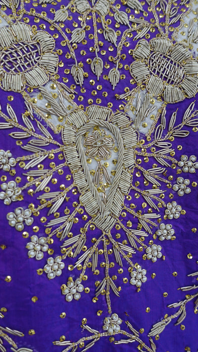 Purple Vintage Silk Salwar Kameez - UK 14/EU 40 - New