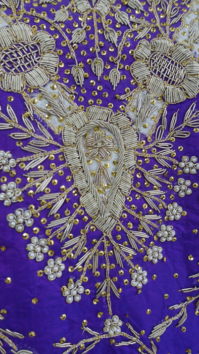 Purple Vintage Silk Salwar Kameez - UK 14/EU 40 - New