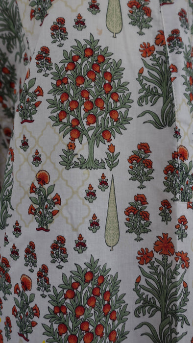 Cream And Printed Cotton Khaadi Salwar Suit - UK 14 / EU 40 - Preloved