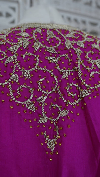 Hot Pink Pure Silk Vintage Salwar Kameez - UK 16/EU 42 - New
