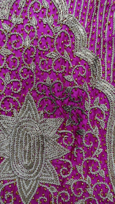 Hot Pink Pure Silk Vintage Salwar Kameez - UK 16/EU 42 - New