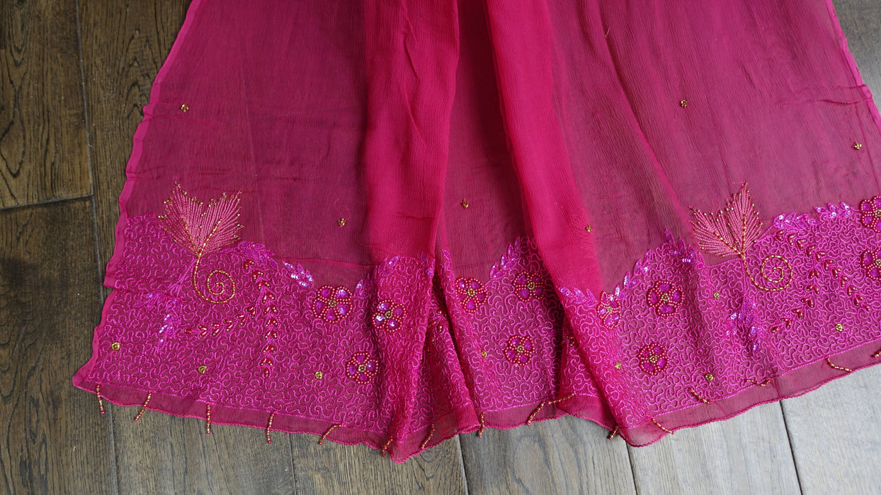 2 Tone Pink Pure Silk Vintage Salwar Kameez - UK 16/EU 42 - New