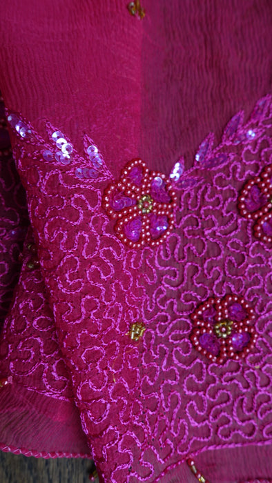 2 Tone Pink Pure Silk Vintage Salwar Kameez - UK 16/EU 42 - New