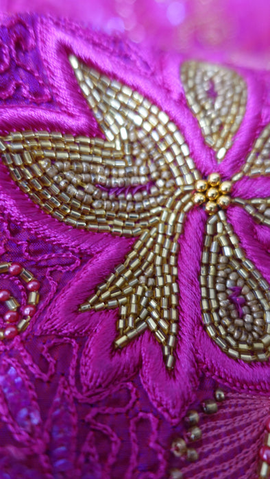 2 Tone Pink Pure Silk Vintage Salwar Kameez - UK 16/EU 42 - New
