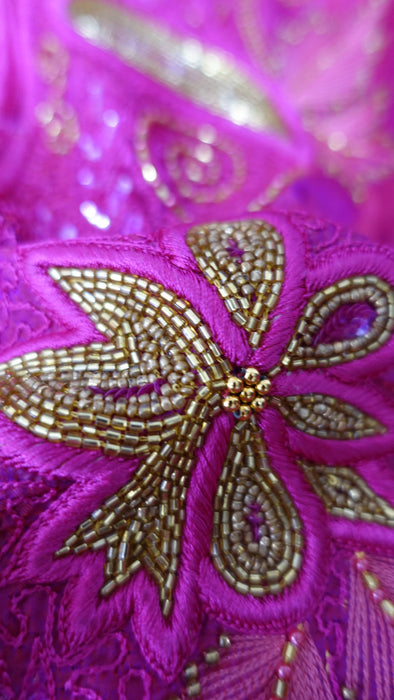 2 Tone Pink Pure Silk Vintage Salwar Kameez - UK 16/EU 42 - New