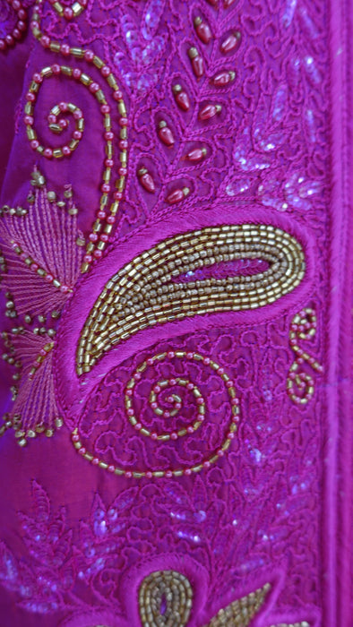 2 Tone Pink Pure Silk Vintage Salwar Kameez - UK 16/EU 42 - New