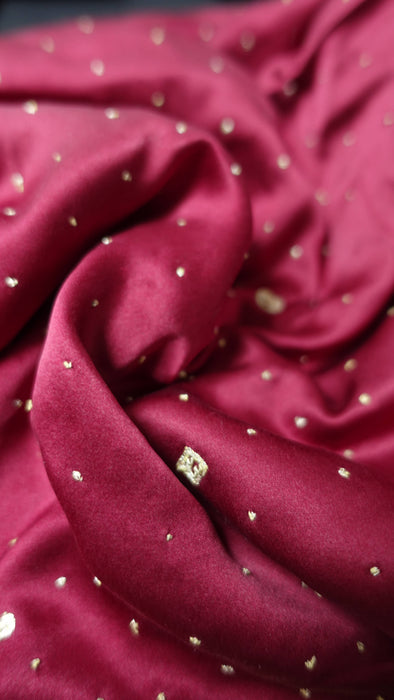 Dark Red Sateen Silk Salwar Kameez - UK 12/EU 38 - New